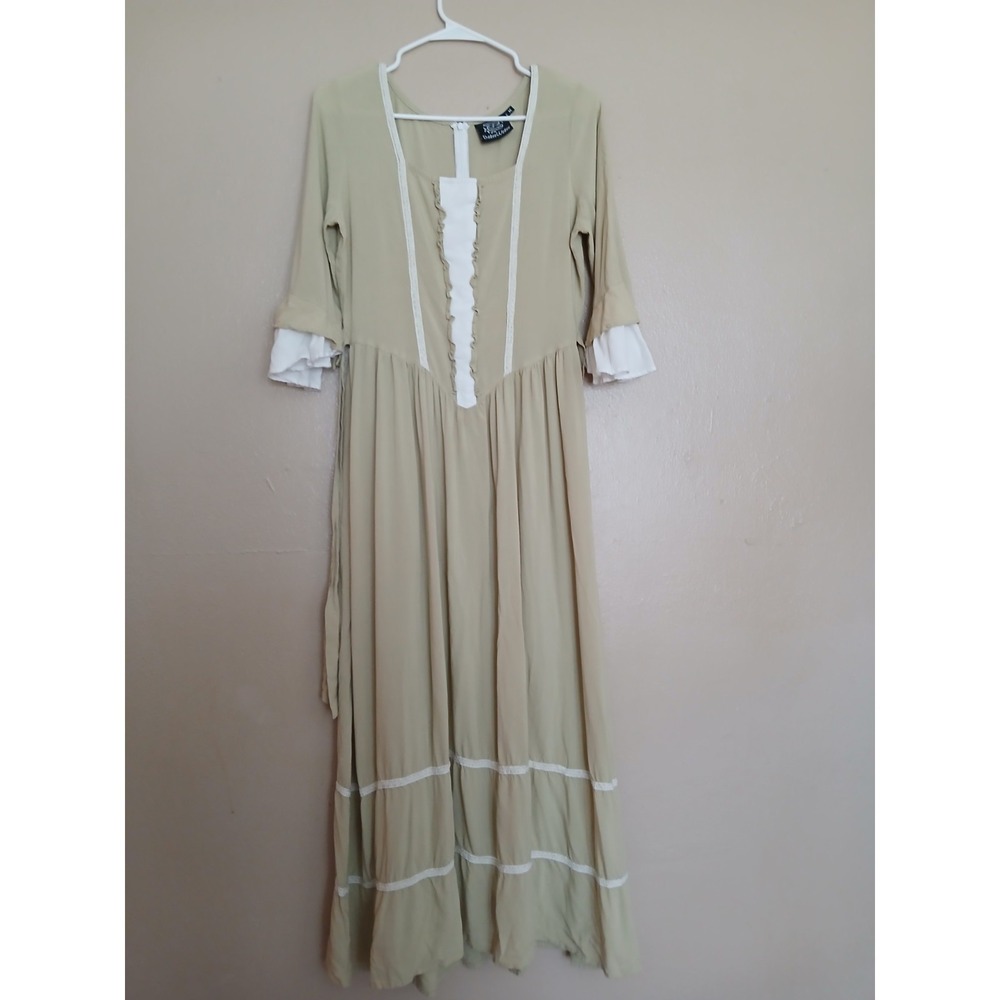 Vintage Dress Medium Tiered Maxi Bohemian Peasant Cottage Boho Cosplay Festival